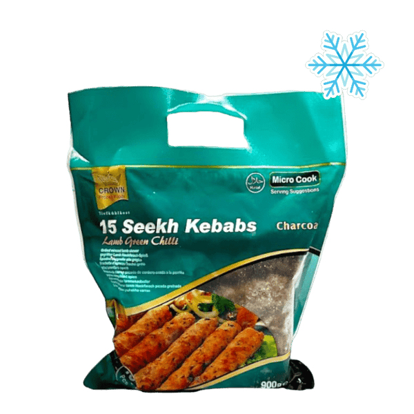 Crown - (Frozen) Seekh Kebab Lamb Green Chili 15 Pieces Halal - 900g
