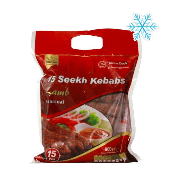 Crown - (Frozen) Seekh Kebab Lamb Charcoal 15 Pieces Halal - 900g