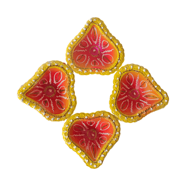Fancy Diyas - Set of 4 (Golden Magenta Shine) - Standard