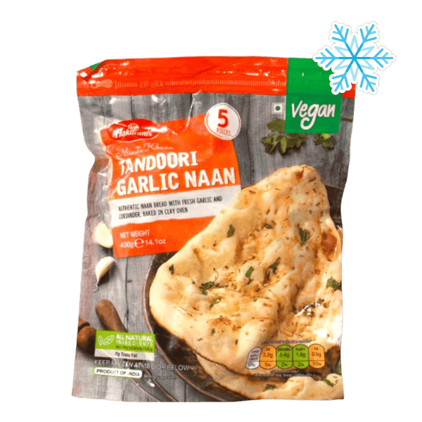 Haldiram's - (Frozen) Minute Khana Tandoori Garlic Naan (Vegan) 5 Pieces - 400g