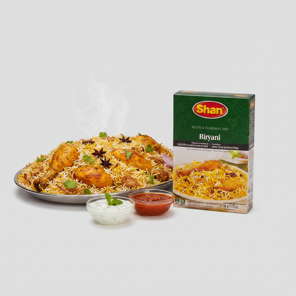 Shan Biryani Recipe & Seasoning Mix box